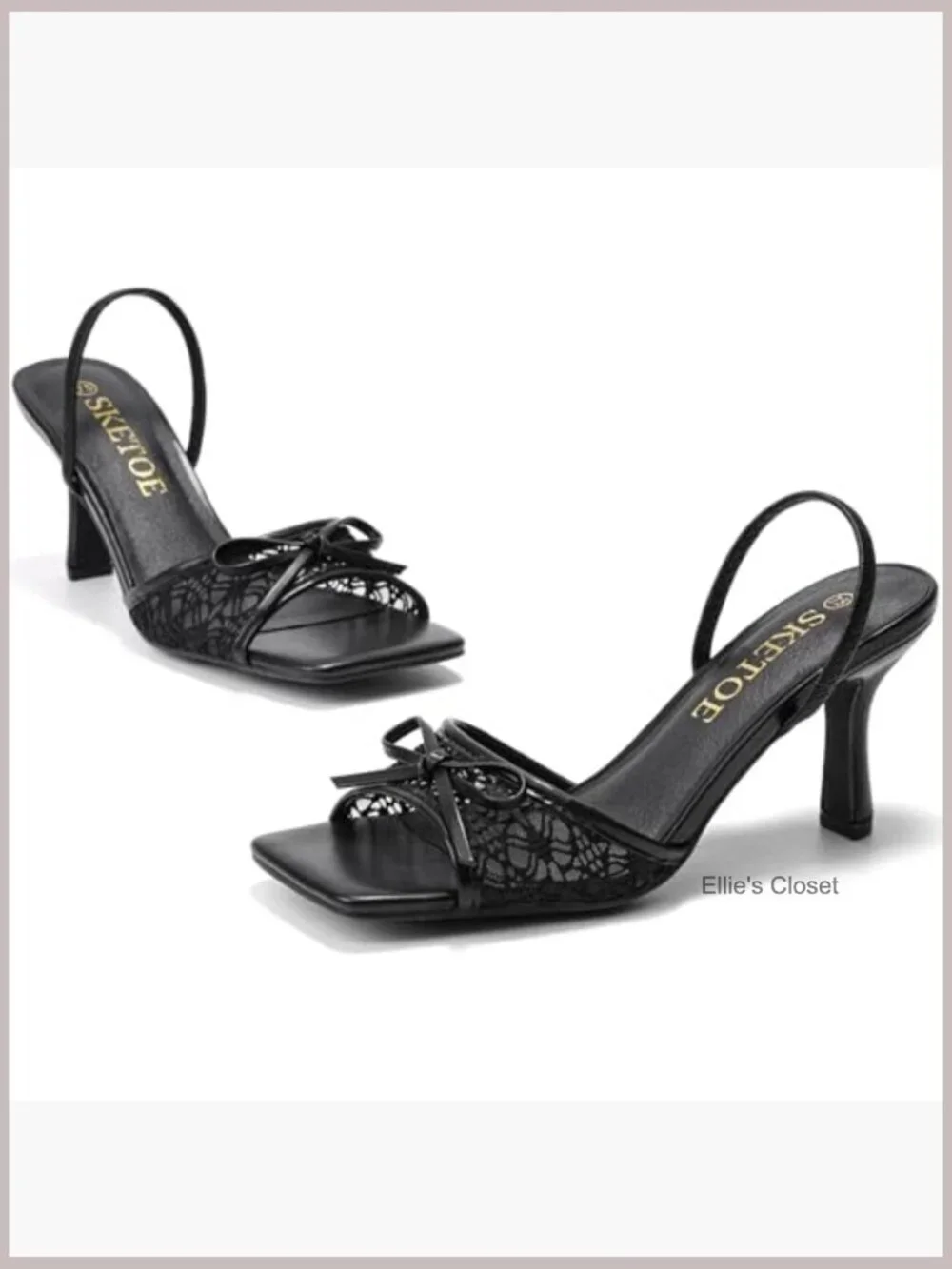 Bow Kitten Heels Square Toe Mesh Sandals Knots Heels Open Toe Dressy Wedding